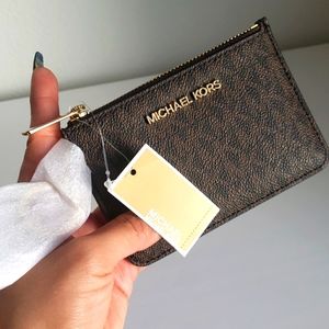 Michael Kors Brown Jet set travel zip coin pouch